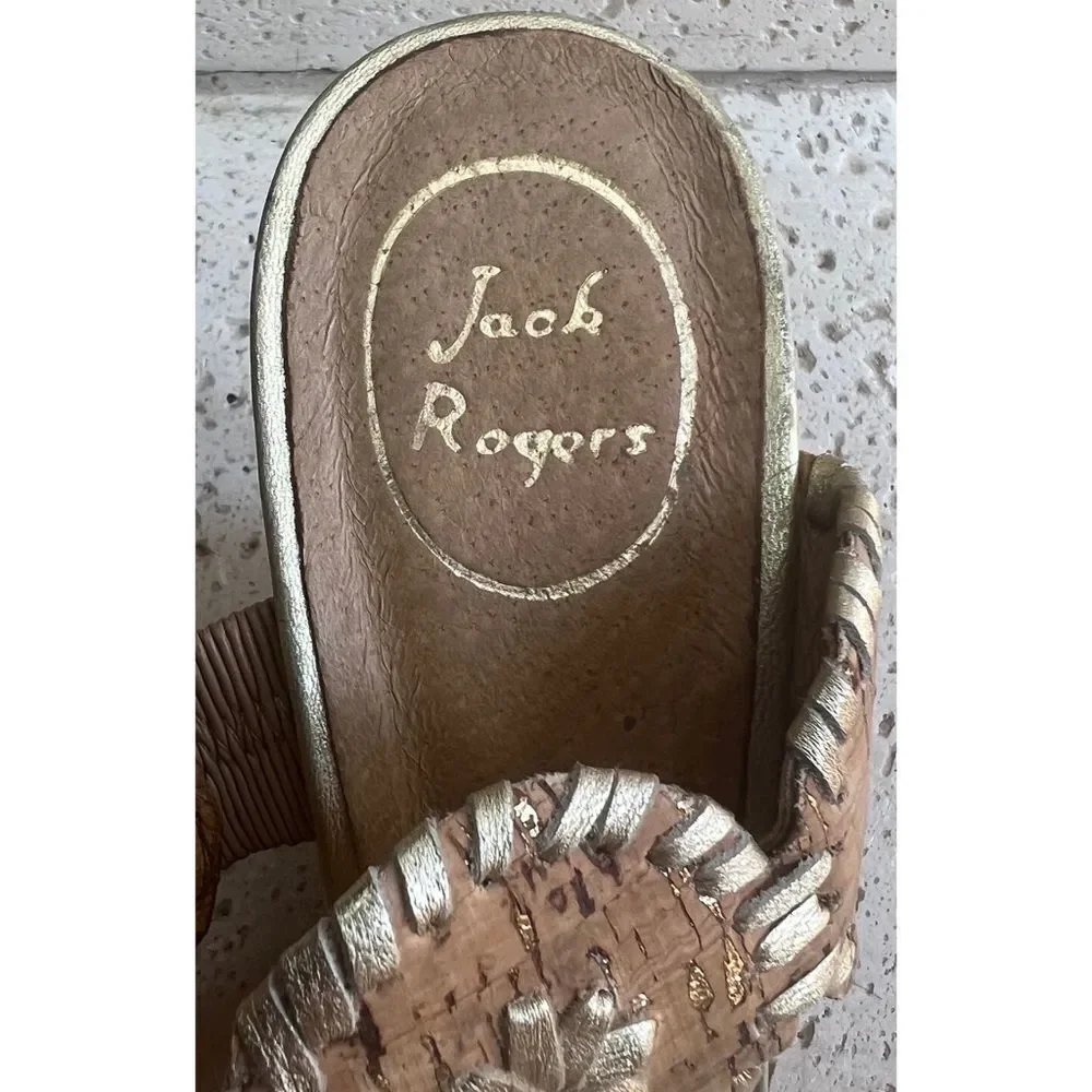 Jack Rogers Women’s Jacks Cork Gold Fleck Lucia Wedge Sandals Size 11